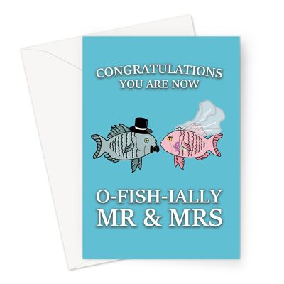 Divertente biglietto di congratulazioni per matrimonio | O-Fish-Ially Mr & Mrs