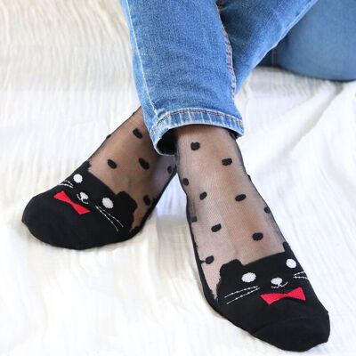 Be a Cat - Black, the ultra-resistant voile sock - Perfect for Mother's Day 2024