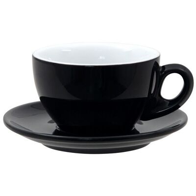 TAZA Y PLATO 300 CC NEGRO ROSA