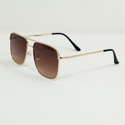 Gafas de sol estilo aviador vintage con borde dorado en tostado