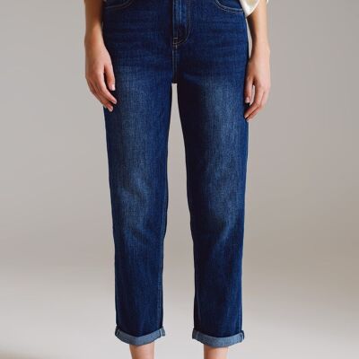 Basic Straight Jeans in dunkler Waschung