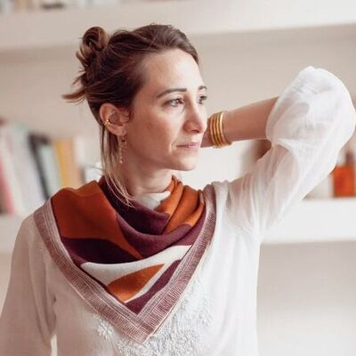 Foulard carré laine Divine camel