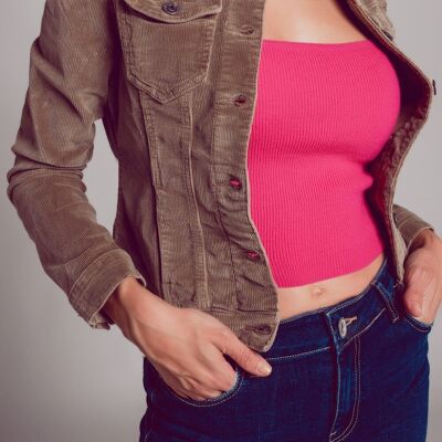 Beige cropped cord jacket