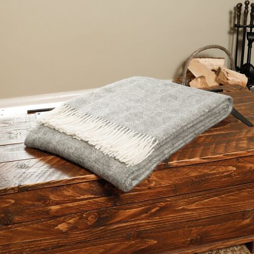 Diamond Pattern Grey Wool Blanket