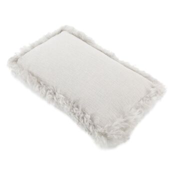 Coussin en Lin Gris Garniture Peau de Mouton 30x50cm 2