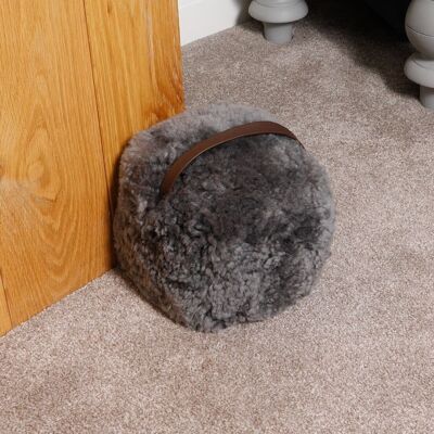 Grey Sheepskin Doorstop