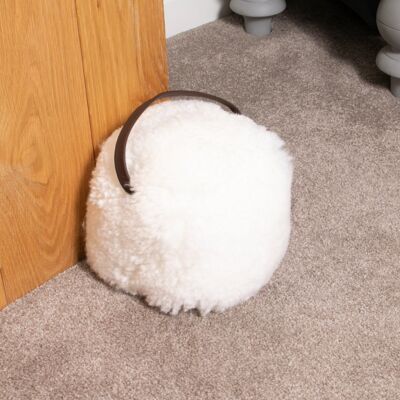 White Sheepskin Doorstop