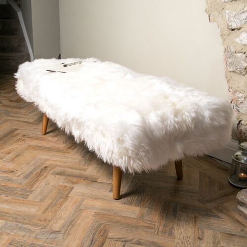 Shearling Sheepskin White End Of Bed Bench