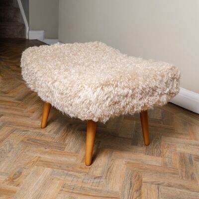 Shearling Sheepskin Beige Footstool