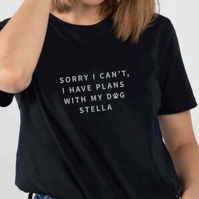 T-Shirt mit der Aufschrift „Ich habe Pläne mit meinem Hund“.
