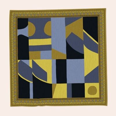 Grand foulard carré laine Coloriage bronze
