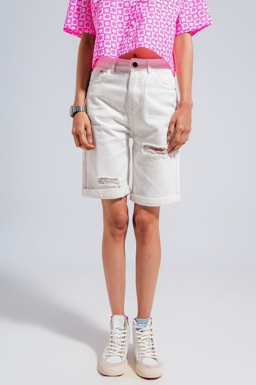 Bermuda denim shorts in white