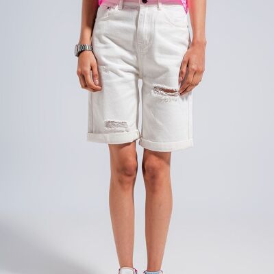Bermuda denim shorts in white