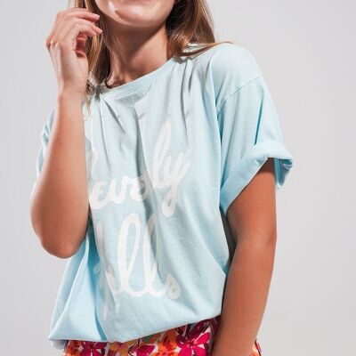 T-shirt Beverly Hills in azzurro