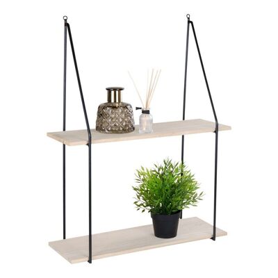 Haag Shelf - Shelf with black frame and natural wood shelves