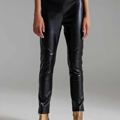 black faux leather effect skinny pants