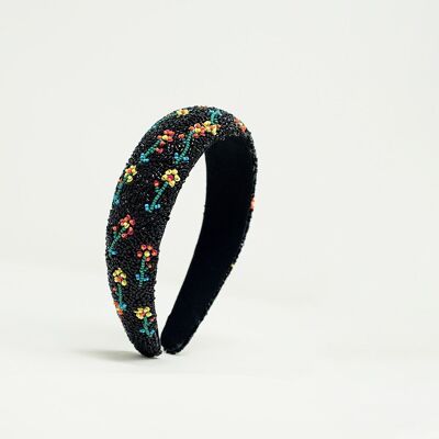 Black headband with bead embellishments
