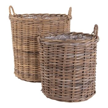 Indo Baskets - Paniers ronds en Kubu avec intérieur en plastique 1