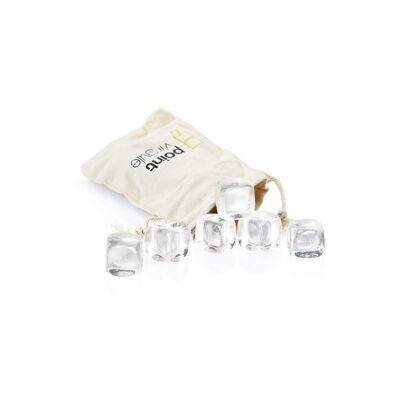 Set of 6 crystal ice cubes with pouch