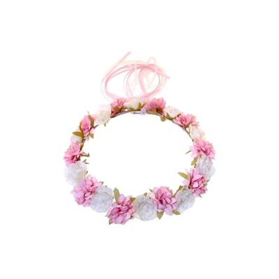 Couronne de fleurs roses Sandra