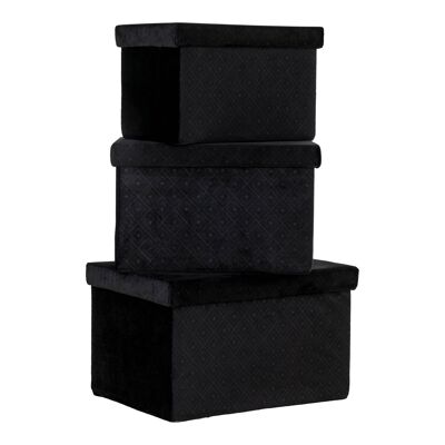 Boîtes de rangement Monza - 3 boîtes en velours noir