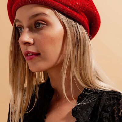 Wool beret in red