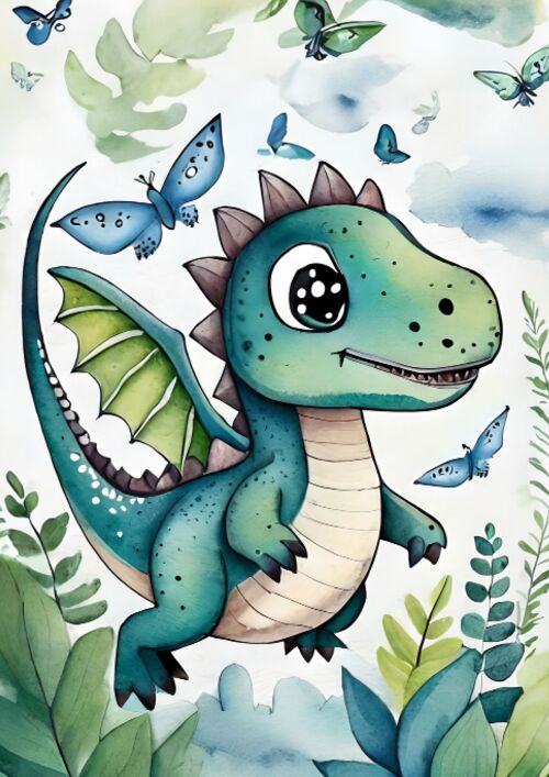 Poster children's room Flying Dinosaur