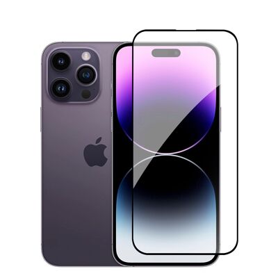 DAM Protector de pantalla de cristal templado full cover para iPhone 14 Pro 6,55x0,06x14,15 Cm. Color: Transparente