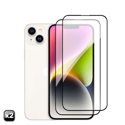 DAM 2x Proteggi Schermo in Vetro Temperato a Copertura Totale per iPhone 13 Pro Max / 14 Plus 7,15x0,06x15,5 Cm. Colore trasparente