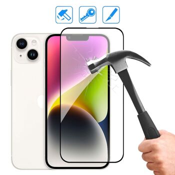 DAM 2x Protecteur d'écran en verre trempé à couverture complète pour iPhone 13 Pro Max / 14 Plus 7,15x0,06x15,5 cm. Couleur transparente 3