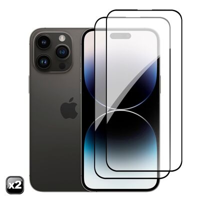 DAM 2x Protector de pantalla de cristal templado full cover para iPhone 14 Pro Max 7,15x0,06x15,5 Cm. Color: Transparente