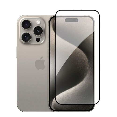 DAM Protector de pantalla de cristal templado full cover para iPhone 15 Pro 6,55x0,06x14,15 Cm. Color: Transparente