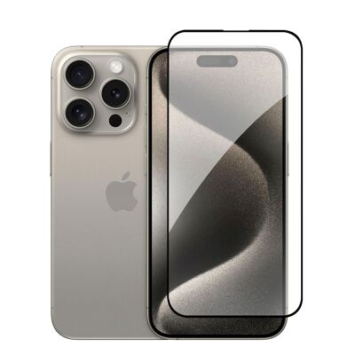 Protecteur d'écran en verre trempé à couverture complète DAM pour iPhone 15 Pro 6,55x0,06x14,15 cm. Couleur transparente