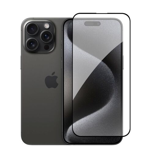 DAM Protector de pantalla de cristal templado full cover para iPhone 15 Pro Max 7,15x0,06x15,5 Cm. Color: Transparente