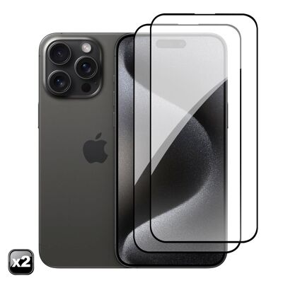 DAM 2x Protector de pantalla de cristal templado full cover para iPhone 15 Pro Max 7,15x0,06x15,5 Cm. Color: Transparente