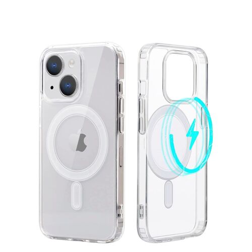 DAM Carcasa transparente antichoque Magsafe para iPhone 14 Plus 8,09x1,06x16,36 Cm. Color: Transparente