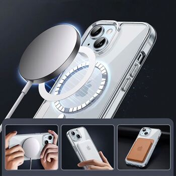 Coque transparente anti-choc DAM Magsafe pour iPhone 14 Plus 8,09x1,06x16,36 Cm. Couleur transparente 3