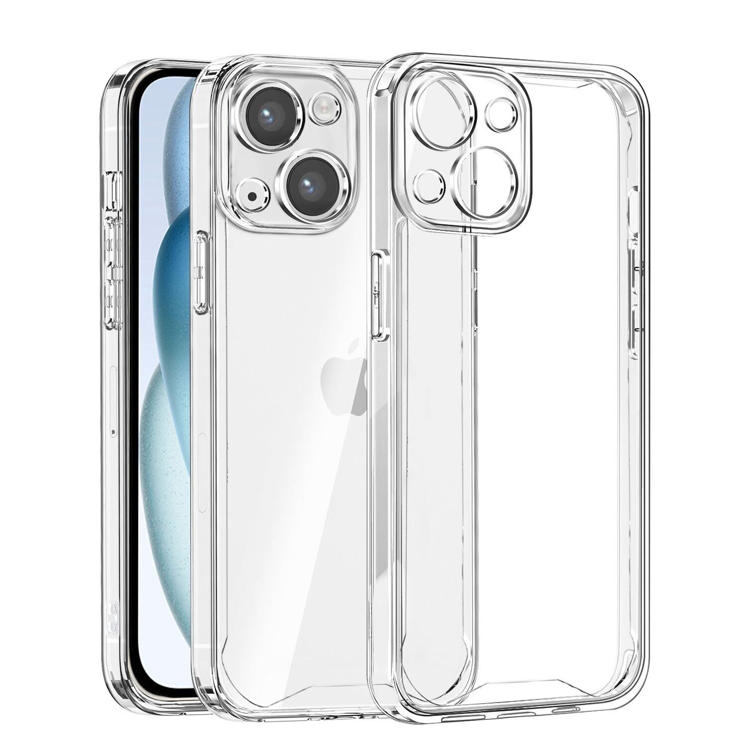 Custodia antiurto DAM Transparent Armor con bordi rinforzati e protezione fotocamera per iPhone 15 Plus 8,06x1,06x16,37 Cm. Colore trasparente