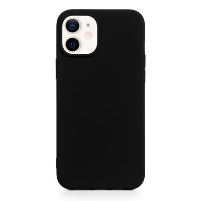 Coque en silicone DAM Essential pour iPhone 12 Mini.  Intérieur en velours doux.  6,7x1,02x13,43 cm. La couleur noire