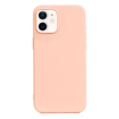 DAM Carcasa de silicona Essential para iPhone 12 Mini. Interior aterciopelado suave. 6,7x1,02x13,43 Cm. Color: Rosa Claro