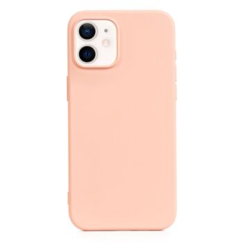 Coque en silicone DAM Essential pour iPhone 12 Mini.  Intérieur en velours doux.  6,7x1,02x13,43 cm. Couleur: rose clair 1