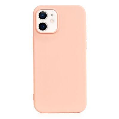 Custodia in silicone DAM Essential per iPhone 12 Mini. Interno in morbido velluto. 6,7x1,02x13,43 cm. Colore: rosa chiaro
