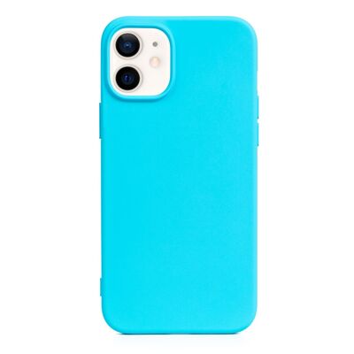 Coque en silicone DAM Essential pour iPhone 12 Mini.  Intérieur en velours doux.  6,7x1,02x13,43 cm. Couleur bleu