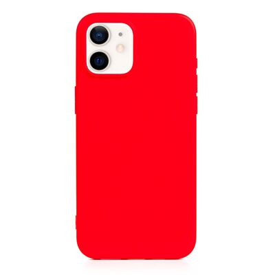DAM Carcasa de silicona Essential para iPhone 12 Mini. Interior aterciopelado suave. 6,7x1,02x13,43 Cm. Color: Rojo