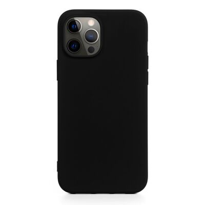 DAM Carcasa de silicona Essential para iPhone 12 Pro Max. Interior aterciopelado suave. 8,09x1,02x16,36 Cm. Color: Negro