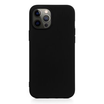 Coque en silicone DAM Essential pour iPhone 12 Pro Max.  Intérieur en velours doux.  8,09x1,02x16,36 cm. La couleur noire 1