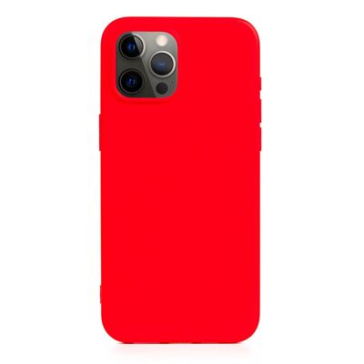 Coque en silicone DAM Essential pour iPhone 12 Pro Max.  Intérieur en velours doux.  8,09x1,02x16,36 cm. Couleur rouge