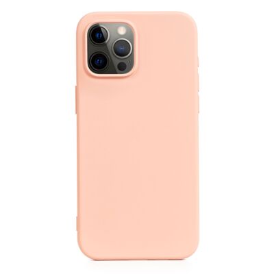 Custodia in silicone DAM Essential per iPhone 12 Pro Max. Interno in morbido velluto. 8,09x1,02x16,36 cm. Colore: rosa chiaro