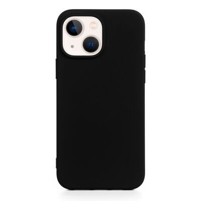 Coque en silicone DAM Essential pour iPhone 13 Mini.  Intérieur en velours doux.  6,7x1,04x13,43 cm. La couleur noire