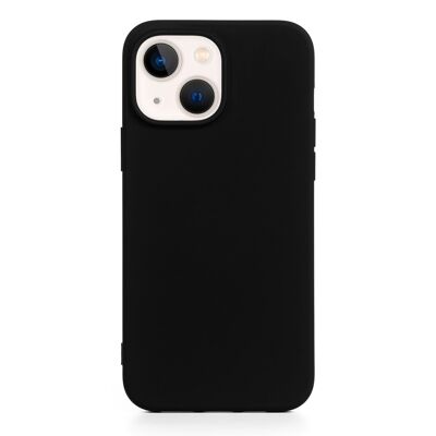 Coque en silicone DAM Essential pour iPhone 13 Mini. Intérieur en velours doux. 6,7x1,04x13,43 cm. La couleur noire
